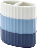 IZOD - Toothbrush Holder, Resin Countertop Bathroom Accessories, Dorm Room Essentials, Striped Bathroom Decor (Clubhouse Collection, Blue)