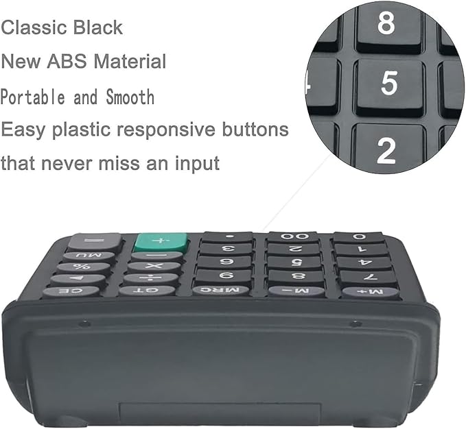 Calculators, BESTWYA Large Button Desk Calculator (Black, Pack of 5) | 12-Digit Dual Power Angled LCD Display Handheld Desktop Feature for Office, School, Home