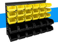 30Pcs Plastic Wall Mounted Storage Bins Parts Rack Nuts And Bolt Bins Organizer For Shop Garage for Screws, Nuts, Bolts, Nails, Beads, and Small Hardware Parts(YELLOW+BLACK, 30)