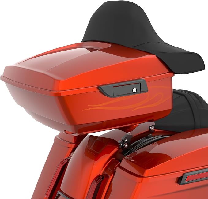 Advanblack 2025 RG Tour Trunk Pack Whiskey Firestorm King Tour Trunk Pack Luggage +Wrap-Around Backrest Pad for '97-'25 Harley Touring Road King Street Glide Electra Glide CVO models