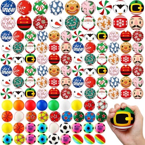 Meooeck 108 Pcs Christmas Party Favors Bulk, Snowman Santa Balls