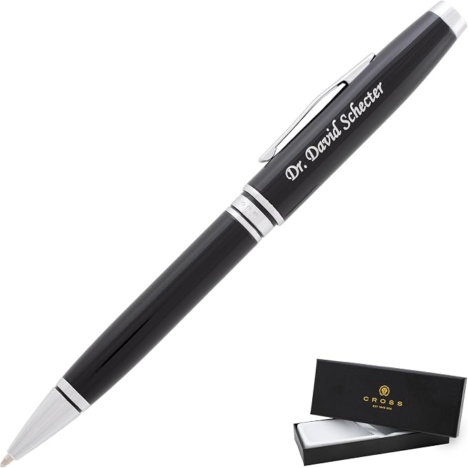 Cross Coventry Ballpoint Pen with Personalized Engraving - Black Lacquer with Chrome Trim - Gift for Graduation, Retirement, New Job, or Corporate Recognition