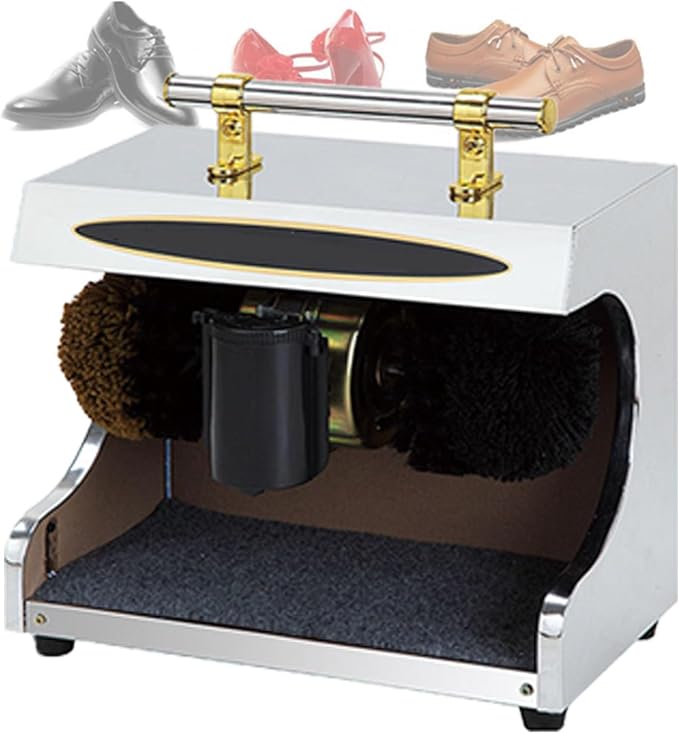 Electric Shoe Shine Polisher,Shoe Polisher Machine,Automatic Induction/Double Combination Brush/Smooth Operation for Family Hotel Bank Commercial (Silver )