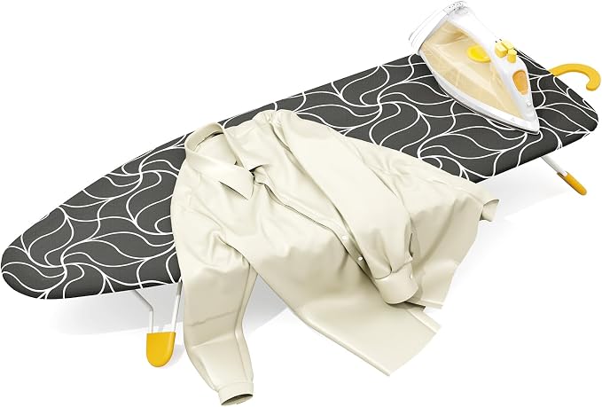 12"×38" Small Ironing Board Tabletop, Table Top Iron Board Small with Mesh Metal Base, Mini Tabletop Ironing Boards Space Saving, Compact Table Top Iron Boards Small with Non-Slip Feet, Black