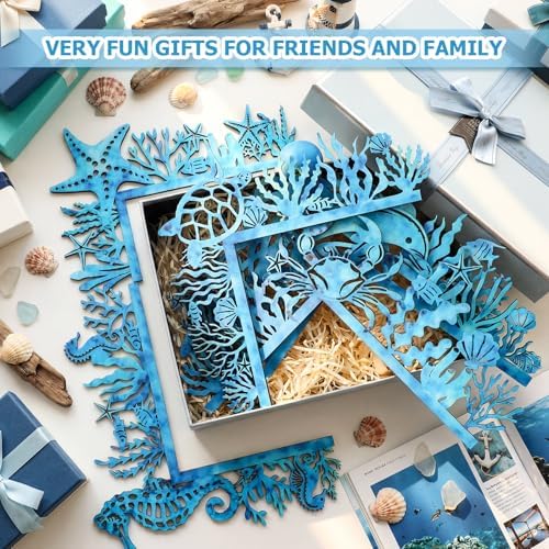 Qunclay 6 Pcs Coastal Door Corner Frame, Blue Christmas Coastal Door Topper