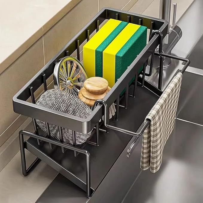 Multifunctional Kitchen Cleaning Accessories Storage Rack Bathroom Corner Storage Organizer Shelf Shower Caddy Bottle Holder for Hand Washing, Gel, Liquid, Sponge, Brush, Dish Cloth Rack(1pcs