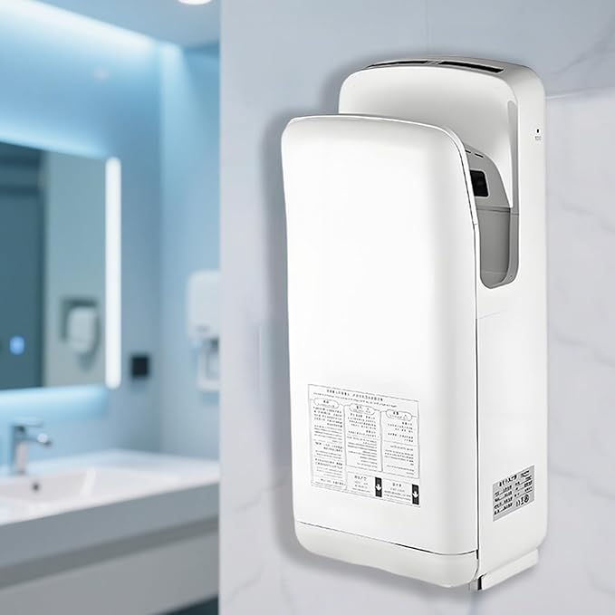 Vertical Premium Commercial Hand Dryer for Bathrooms - High Speed 1850W Jet Air Dryer with Adjustable Air Velocity & HEPA Filter - Electric Hand Dryer for Commercial Use (White)