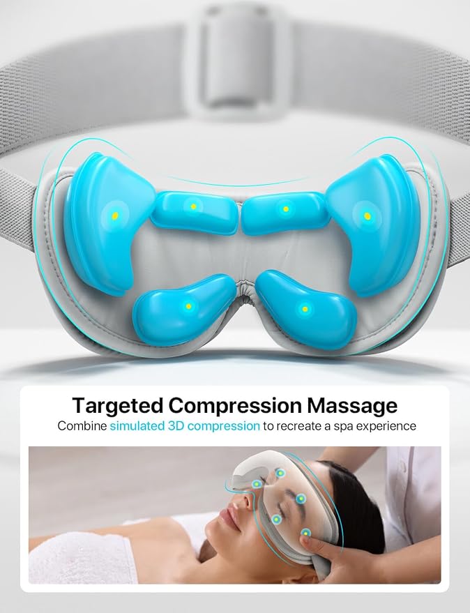 ALLJOY Eye Massager with Heat, Birthday Gifts for Women Men, Bluetooth Music Sleep Mask for Migraine Relief, Eye Strain, Dark Circles & Dry Eyes