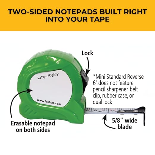 FastCap ProCarpenter Standard Reverse Measuring Tape, 25-Foot, 5-Pack | Lefty/Righty, Standard Measurements Readable from Right or Left Hand, Ideal for Professionals and Home Improvement, 98010