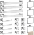 Bathroom Accessories Towel Bar Set: 20 Pieces Brushed Nickel Square Bathroom Hardware SUS304 Stainless Steel - Wall Mounted Towel Rack&Toilet Paper Holder&Towel Ring and Towel Hook
