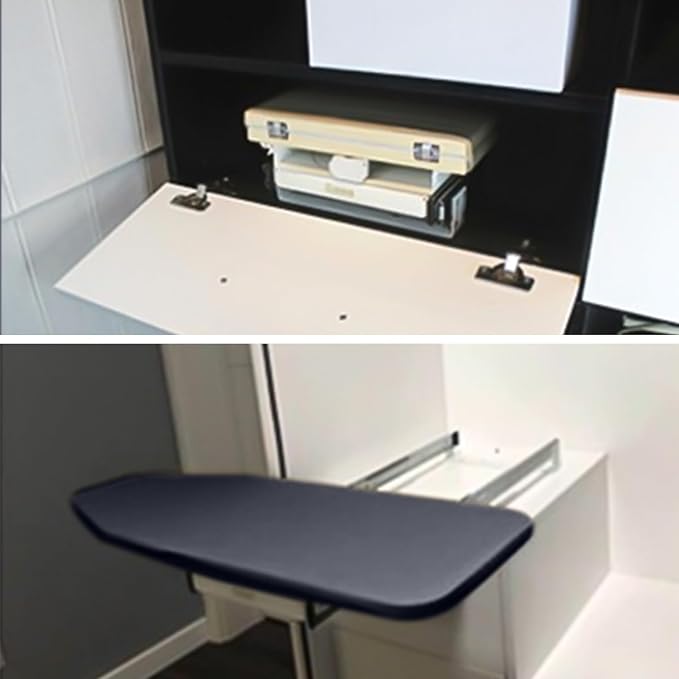 Retractable Foldable Ironing Board, 180° Swivel | Pull Out Ironing Board Closet Sliding Out Space Saving with Removable Heat Resistant Ironing Board Cover