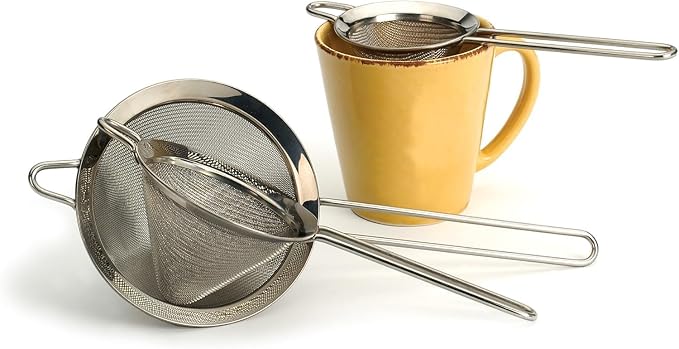 RSVP International Endurance Kitchen Collection, Stainless Steel Fine Mesh Conical Sieve/Colander, Multi-Purpose for Cooking, Baking, Loose Leaf Tea, Bar Strainer Cocktails, 4-Inch