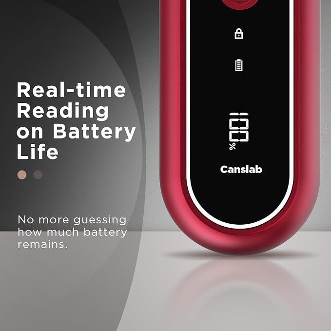 Canslab Turbo Rechargeable Electric Can Opener, LED Battery Life Display | Smart Auto Stop Can Opener for Seniors, Safe Touchable Smooth Edge, One Touch Hands-free Operation, Wall-mountable, Red