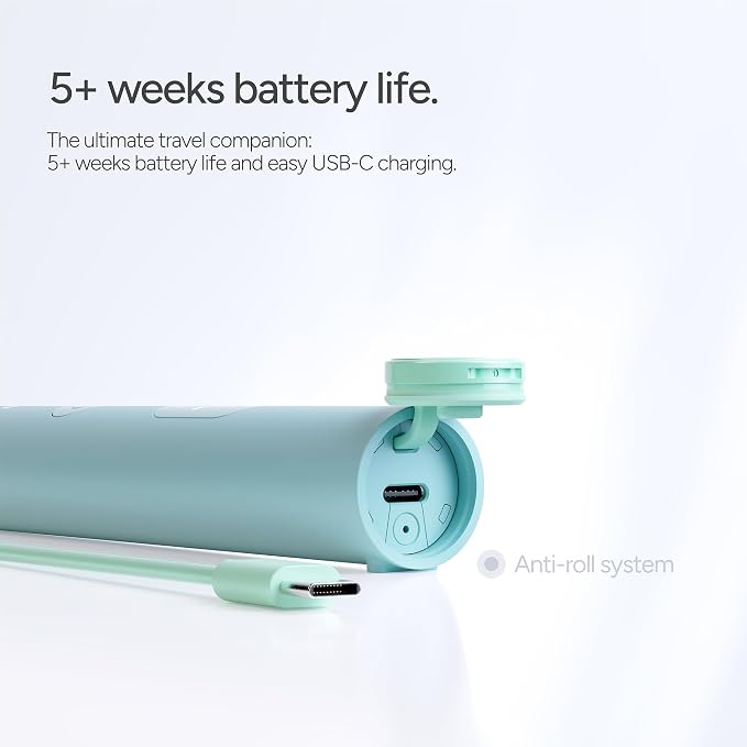 ORDO Sonic Lite Electric Toothbrush, Adults, Rechargeable, USB-C, Sage | Rechargeable sonic electric toothbrush, 35,000 pulses/min, dual modes, smart timer, 5+ week battery, USB-C charger