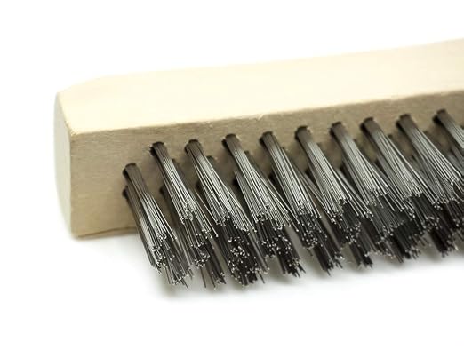 Benchmark Abrasives 10" Shoe Handle Wire Scratch Brush Wooden Handle for Cleaning, Removing Rust, Paint, Corrosion, Multi-Purpose Wire Brush - 12 Pack (Stainless Steel)