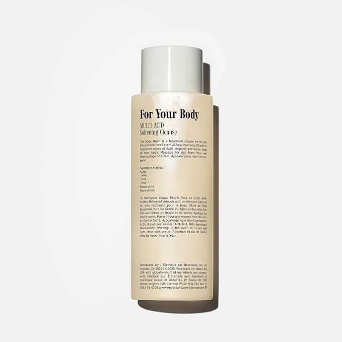 Nécessaire The Body Wash Hinoki - Multi-Oil Shower Gel Body Wash for Women + Men. Non-Comedogenic + Hypoallergenic for Sensitive Skin with Niacinamide. 8.4 fl oz.