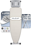 oleaf Ironing Board with Cover and Thicken Pad Height Adjustable Full Size Foldable Iron Board with Iron Rest, Stable Steel Legs, Metal Construction, Heat Resistant, Beige