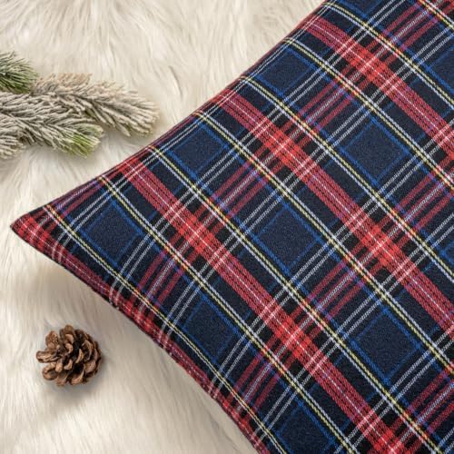 MIULEE Christmas Plaid Pillow Covers Scottish Tartan 18x18 Blue