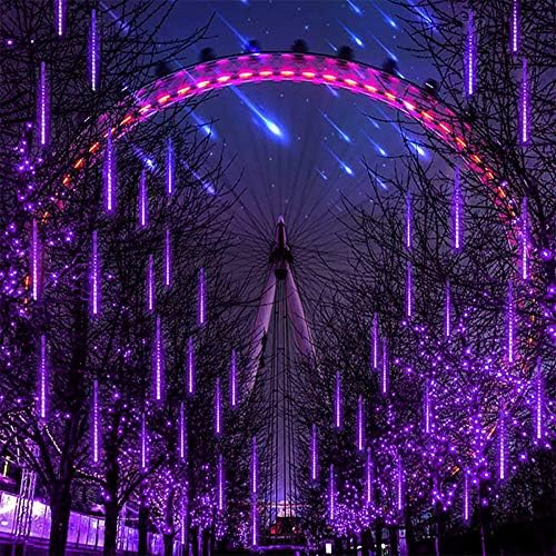 Aukora Halloween Lights Outdoor, UL Certified Meteor Shower Lights Purple