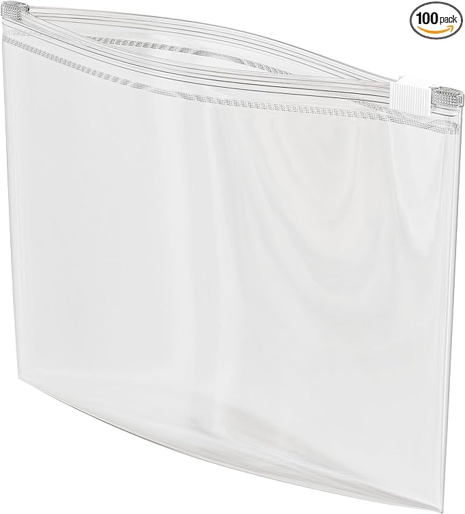 100 Count - Slider Zip Food Storage Bags, 10" x 7" 3 Mil Heavy Duty, Strong & Durable For Freezer Storage. GPI