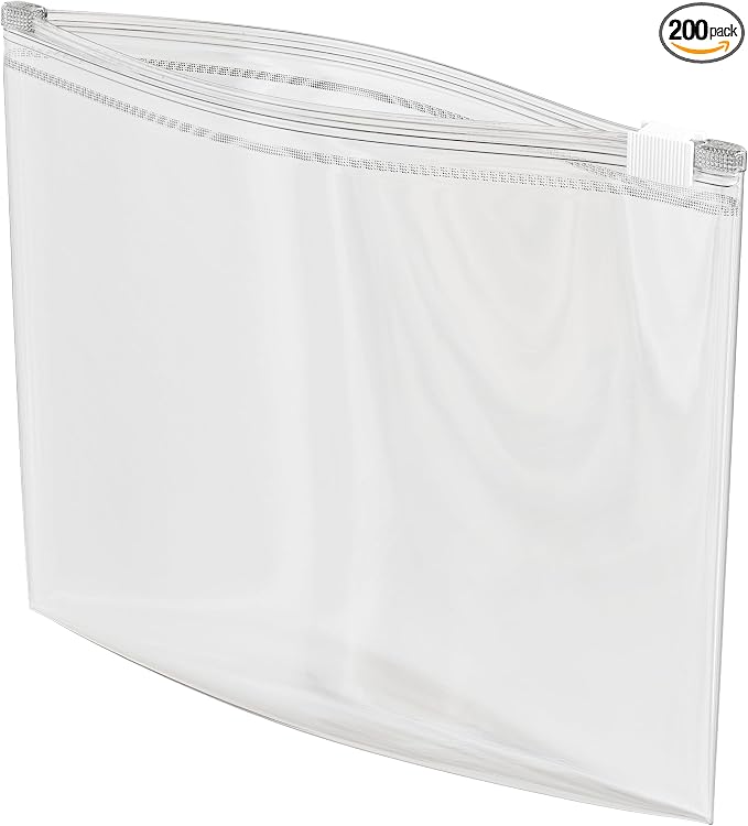 200 Count - Slider Zip Food Storage Bags, 10" x 7" 3 Mil Heavy Duty, Strong & Durable For Freezer Storage