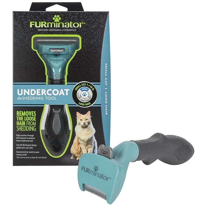 FURminator deShedding Tool For Small Cats, Long Hair, Removes Loose Hair From Shedding