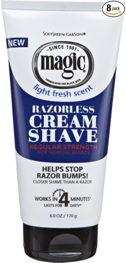 Magic Shave Razorless Cream Shave, Light Fresh Scent, Regular Strength 6 oz (Pack of 8)