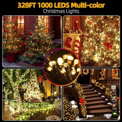 MZD8391 328FT 1000 LED Christmas Light Outdoor Indoor, Christmas Tree Light
