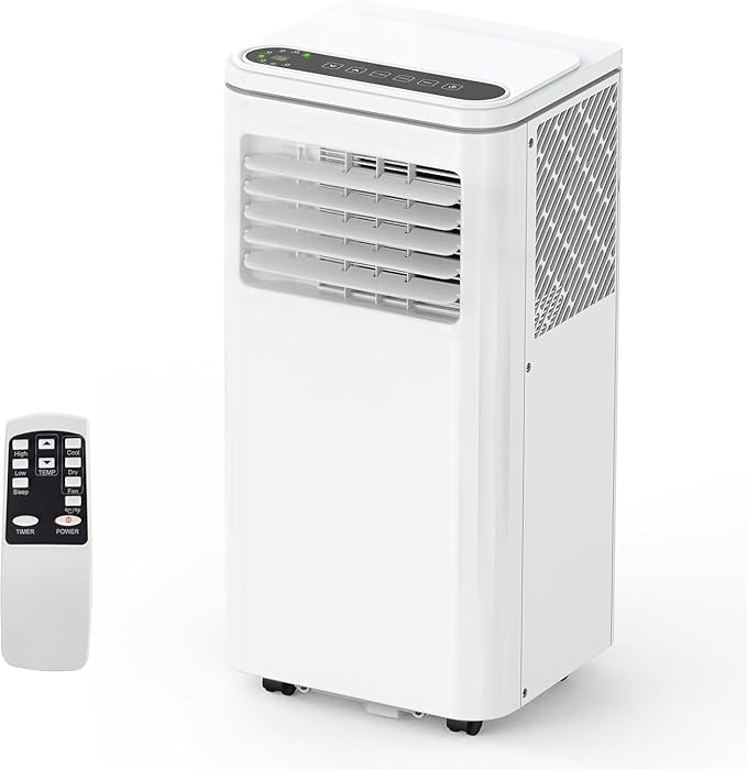 Garvee 8,000 BTU AC Unit, 3-in-1 Portable Air Conditioner with Cooling, Dehumidifier & Fan for Rooms up to 350 sq.ft, Remote Control, Sleep Mode, Timer & Window Kit