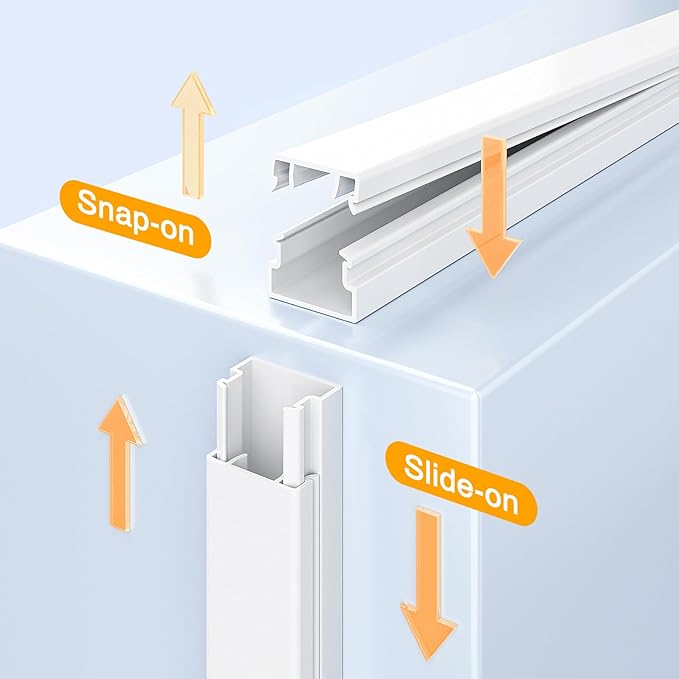 Delamu 157in Cord Covers for Wires on Wall, Cord Hider for 1 Cord, Paintable Cable Hider, Cable Management Wire Covers for Cords, W0.55 H0.4in, White