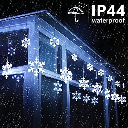 Christmas Snowflake Lights, 10.66ft 168 LED Icicle Lights Outdoor with 14 Drops, 8 Modes Waterproof Connectable Christmas Light for Eaves Wedding Garden Yard Indoor Outdoor Xmas Decorations (White)