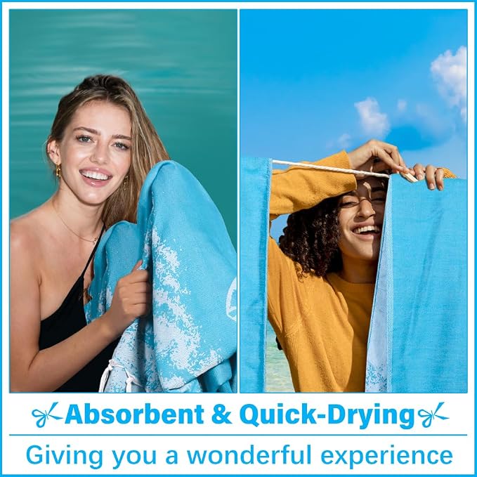 Vikumond Turkish Beach Towel Blanket Oversized 79x71 Inch Quick Dry Turtle | Lightweight Compact Portable Sand Free Absorbent Boho Woven Throw for Pool Swimming Picnic Camping Cruise Outdoor Essentials