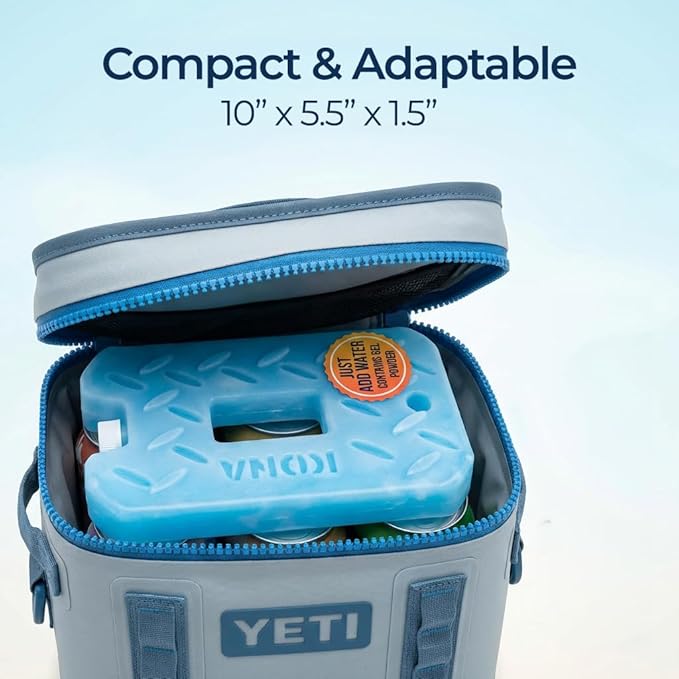 Kona Blue Ice 2 Pound Ice Packs for Coolers - Long Lasting Design - Refreezable Reusable Cooler Ice Pack (2)