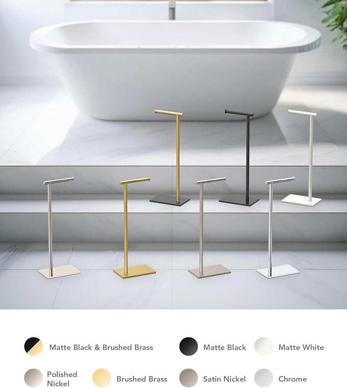 Gatco 1431W Modern Rectangle Base Freestanding Toilet Paper Holder, 21.25", Matte White with Weighted Base