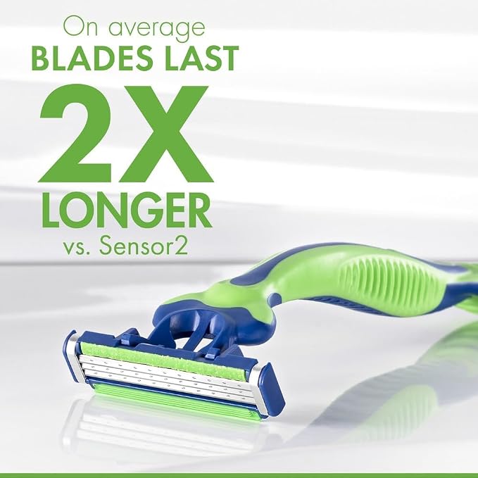 Gillette Sensor3 Sensitive Men's Disposable Razor, 4 Razors (Pack of 12)