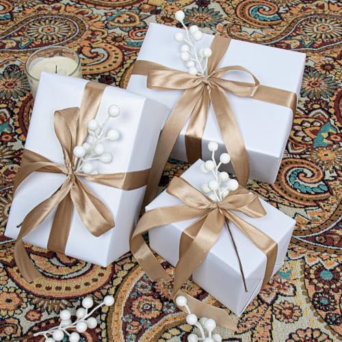 LLZLL 32 Pack Christmas Picks Artificial Christmas Tree Berries 6.5 Inch Holly Berry Stems for Winter Xmas Holiday DIY Ornaments（White）