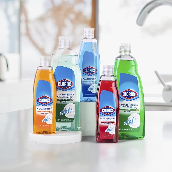 Clorox Ultra Concentrated Liquid Dish Soap with OXI, Citrus and Sage Scent - Bleach-Free Dermatologist Tested Dishwashing Detergent That Powers Through Grease, 26 Fl Oz