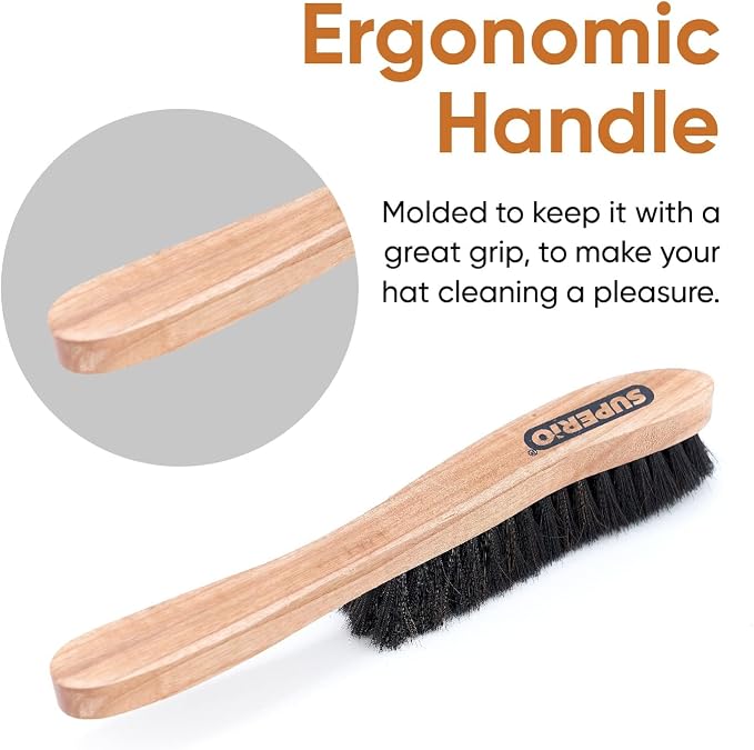 Hat Brush Horsehair Felt Hat Cleaner, Horse Hair Brush for Baseball Cap, Cowboy Hats, Shoes, and Clothes Brush, Soft Bristles Wooden Cleaning Brush, Durable Dust and Lint Remover, 6 Pack - Superio