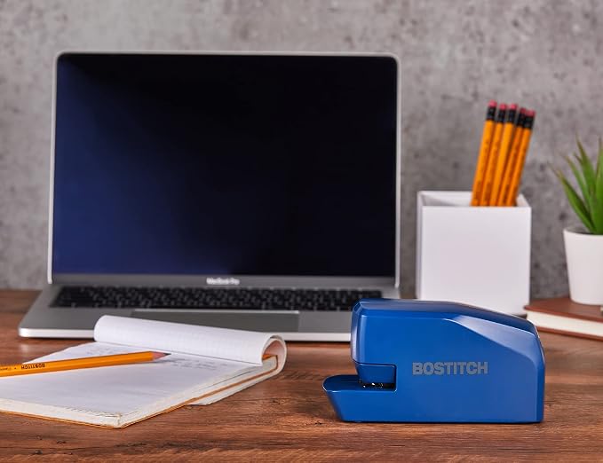 Bostitch Office Portable Electric Stapler, 20 Sheets, AC or Battery Powered, Includes 1250 Staples, Blue