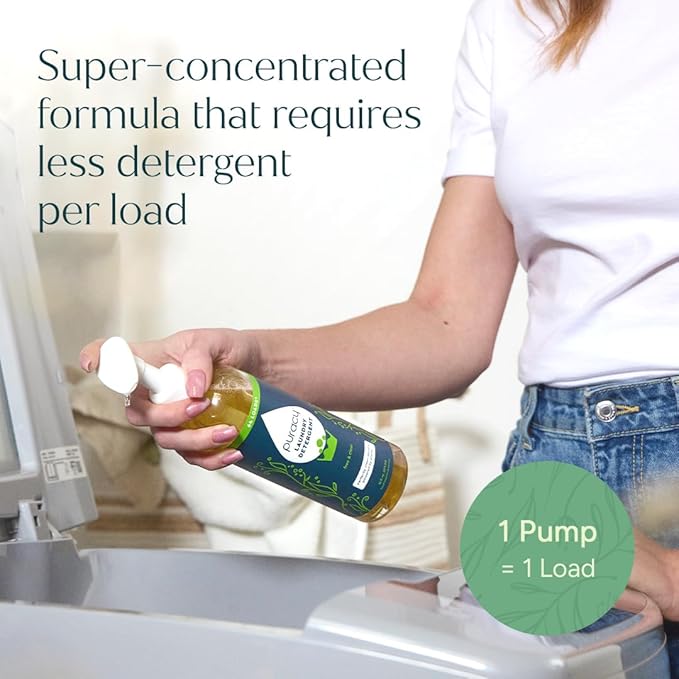 Puracy Laundry Detergent Refill - Enzyme-Powered Liquid Detergent Concentrate, Natural Laundry Detergent Seen on TikTok, Non-Toxic (Free & Clear, 48 fl oz, 192 Loads)