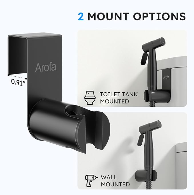 Arofa Handheld Toilet Bidet Sprayer for Toilet-Adjustable Water Pressure Control with Bidet Hose for Feminine Wash, Stainless Steel Brushed Nickel Bidet Faucet Cloth Diaper for Baby Wash, Black,3 Pack