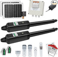 TOPENS AD5S Automatic Gate Opener Kit Medium Duty Solar Dual Gate Operator for Dual Swing Gates Up to 16 Feet or Max 550 Pounds Gate Motor Solar Panel