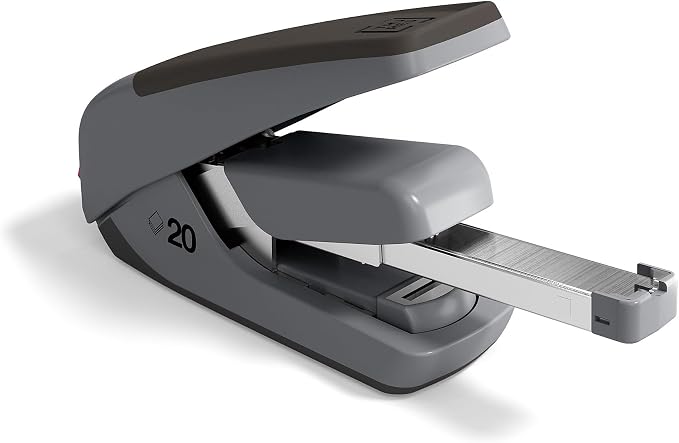 TRU RED One‑Touch Desktop Stapler, 20‑Sheet Capacity, Black/Gray – Quick‑Press Stapler