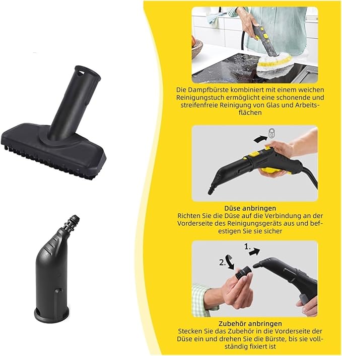 A66T 10-Piece Accessory Set - Compatible For Karcher Steam Cleaners SC1, SC2, SC3, SC4, SC5, Includes Nozzles, Brushes, And Cloths