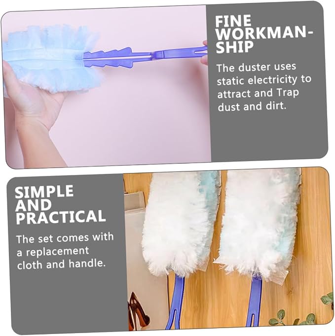 PRETYZOOM Disposable Hand Duster Brush with Handle for Easy Dust Cleaning Versatile Static Duster for Furniture Floors and Ceiling Fans