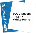 Sticker Paper, 2,000 Sheets, White Matte, 8.5" x 11" Full Sheet Label, Works with Inkjet and Laser Printer, Compatible with Electronic Cutting Machines, OL177WX, OnlineLabels