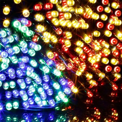WATERGLIDE 1000 LED Christmas String Lights, 328 FT Green Wire LED Decorative Fairy Lights with Remote & 8 Modes, Waterproof for Outdoor Xmas Holiday Party Garden Wedding Home Decor, Multicolor