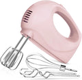 Handmixer Electric Handheld - 5 Speed Portable Kitchen Mixer Electric with 5 Stainless Steel Accessories Whisk, Food Beater for Whipping Mixing Cookies(Pink)