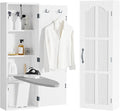 Wall Mounted Ironing Board Cabinet with Storage & 180° Swivel, Folding Ironing Board Cabinet with Heat-Resistant Cover Pad for Laundry Room, Apartment, Small Spaces, Space-Saving, White