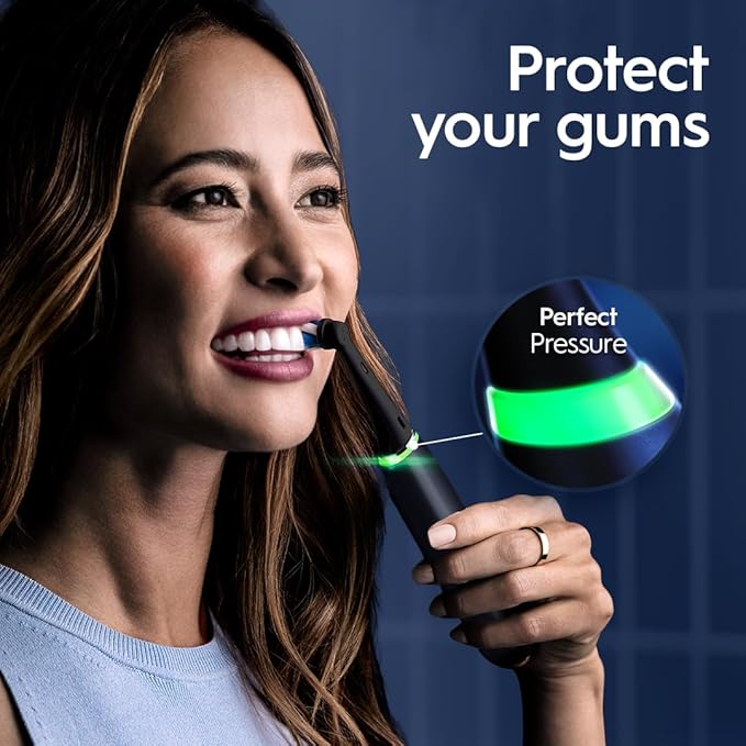Oral-B Rechargeable Electric Toothbrush, iO9 Genius, 7 Cleaning Modes, Interactive Display, Charging Travel Case, Visible Pressure Sensor, 4 Brush Heads, Rose Quartz